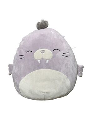 Squishmallows Lavender “Kwame the Walrus” Plushie 16” Rare Purple & White Toy